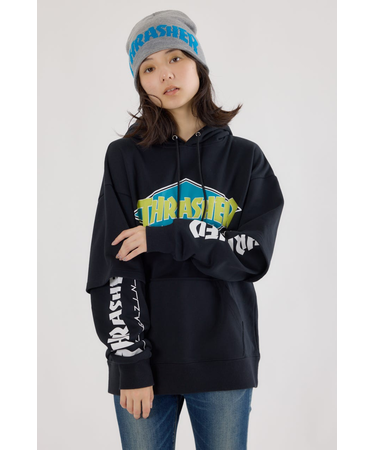 【UNISEX】(THRASHER) レイヤードスウェットパーカー