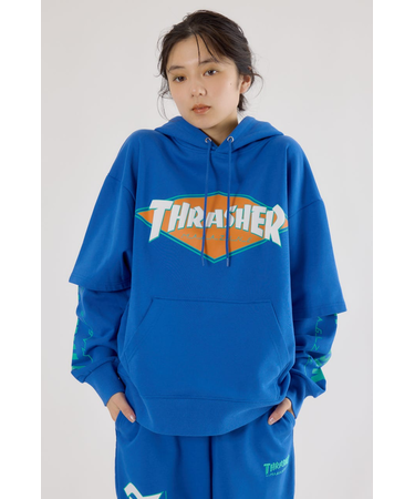 【UNISEX】(THRASHER) レイヤードスウェットパーカー