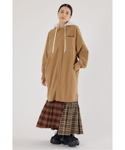 フード付きコーデュロイシャツワンピース