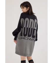 バックバイカラーロゴニットワンピース