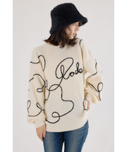 Embroideryラインロゴニットトップス