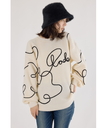 Embroideryラインロゴニットトップス