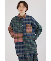 パッチワークチェックシャツ