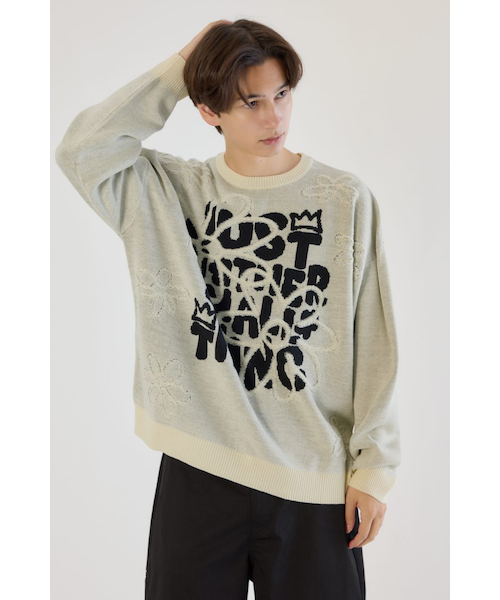 レタリングフラワーパイルニット｜ロデオクラウンズ／ロデオクラウンズ