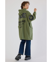 フェイクレザーパッチパーカーワンピース