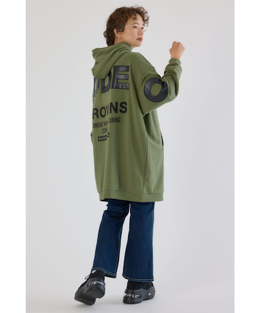 フェイクレザーパッチパーカーワンピース