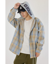 ボンディングフーデッドチェックシャツ