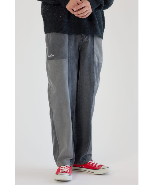 パッチワークバレルデニムパンツ