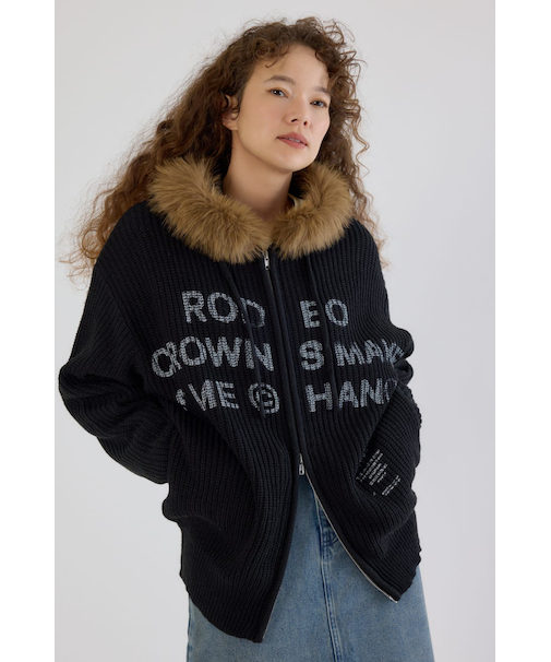 FADE LOGOニットジップフーディー