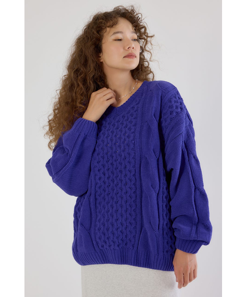 Vネックモールニットトップス