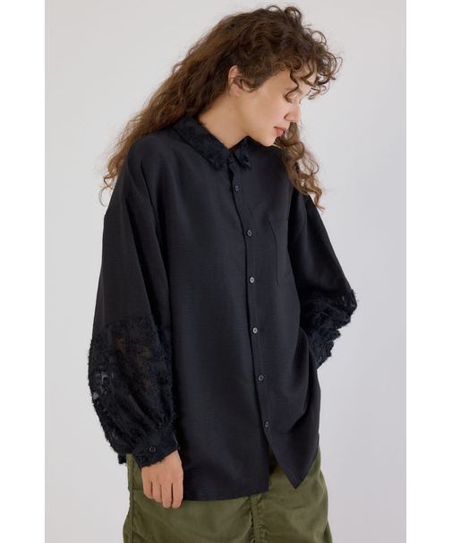 フリンジジャガード切替シャツ