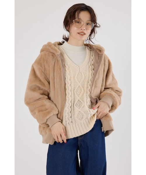 UNISEX】ロゴパッチエコファーブルゾン｜ロデオクラウンズ／ロデオ