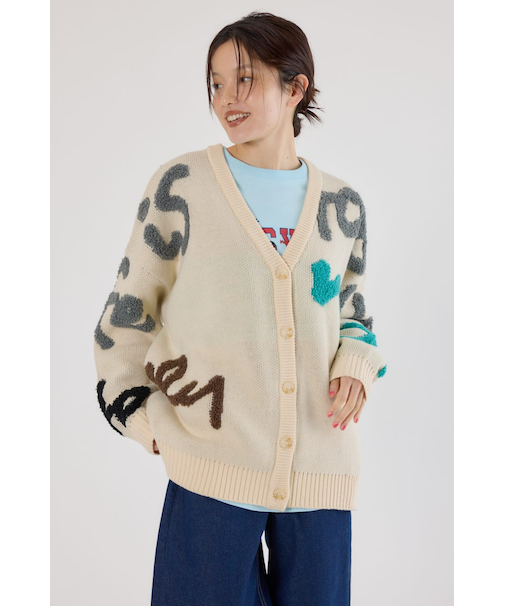 LETTER LOGOニットカーディガン