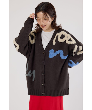 LETTER LOGOニットカーディガン