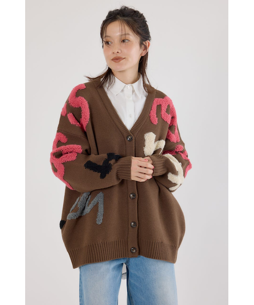 LETTER LOGOニットカーディガン