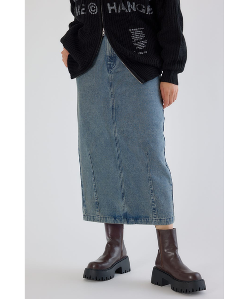 カーブデニムマキシスカート