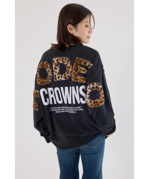 ロデオクラウンズ 新品アニマルフェイクファーアップリケスウェットトップス アニマルフェイクファーアップリケスウェットトップス｜ロデオ