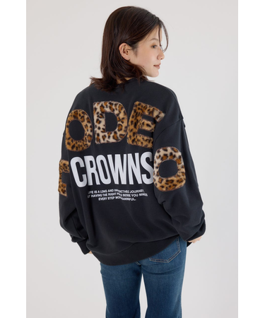 アニマルフェイクファーアップリケスウェットトップス