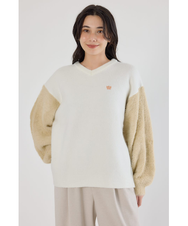 アームシャギーニットトップス