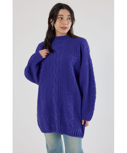 ケーブルモールニットワンピース