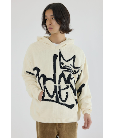 サインロゴモールニットパーカー