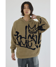 サインロゴモールニットパーカー