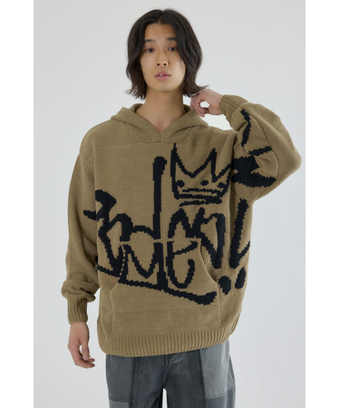 サインロゴモールニットパーカー