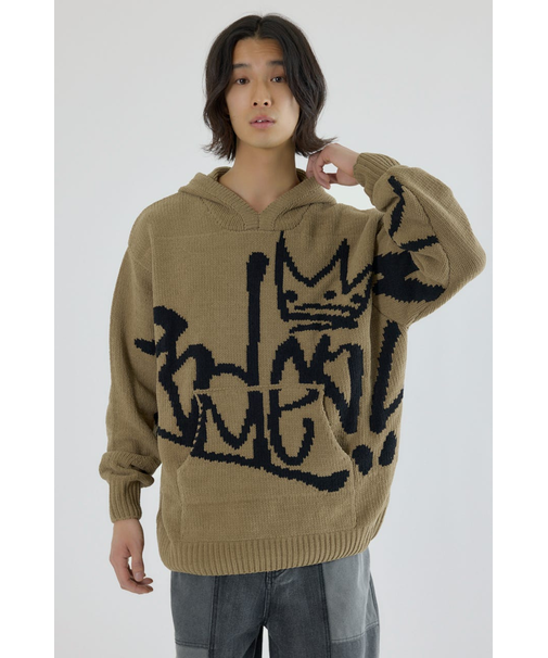 サインロゴモールニットパーカー