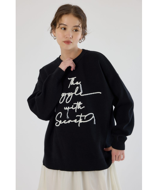 Frayed Lettering ニットトップス