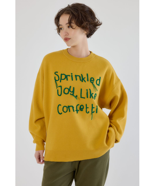 Frayed Lettering ニットトップス