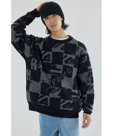 ブロークンチェックニット