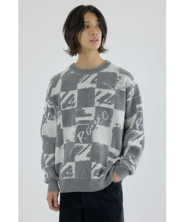 ブロークンチェックニット