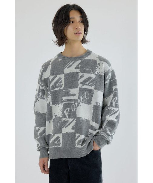 ブロークンチェックニット