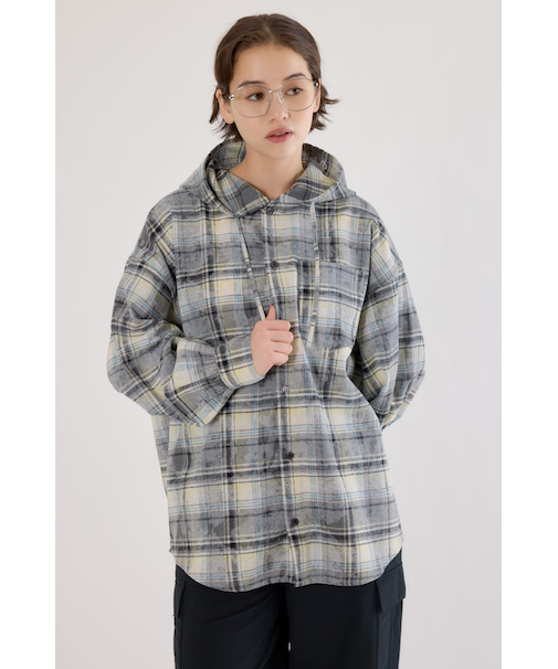 ヴィンテージチェックフードシャツ