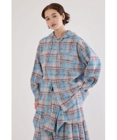 ヴィンテージチェックフードシャツ