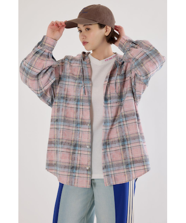 ヴィンテージチェックフードシャツ