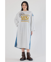 デニム切替スウェットワンピース