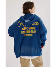 インディゴ裏毛ビッグジップパーカー