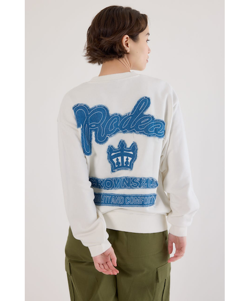 ロゴデニムパッチスウェットトップス