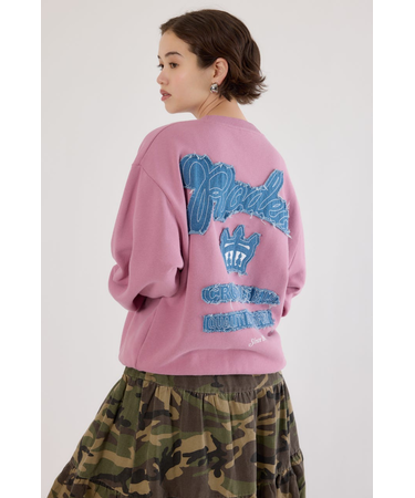 ロゴデニムパッチスウェットトップス