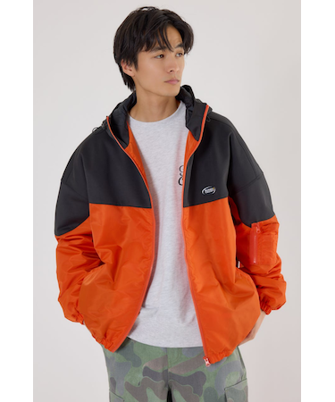 バイカラーフーデッドブルゾン