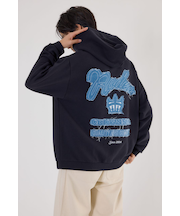 メンズロゴデニムパッチフーディー