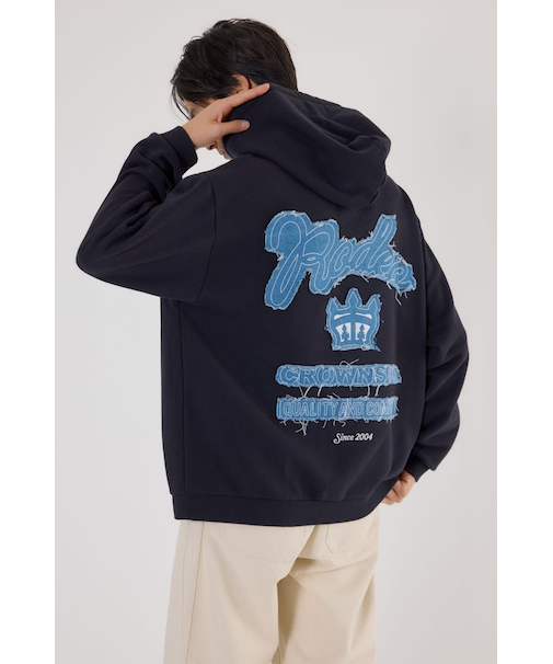 メンズロゴデニムパッチフーディー