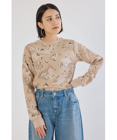 【UNISEX】SHARE パターンワッフルトップス