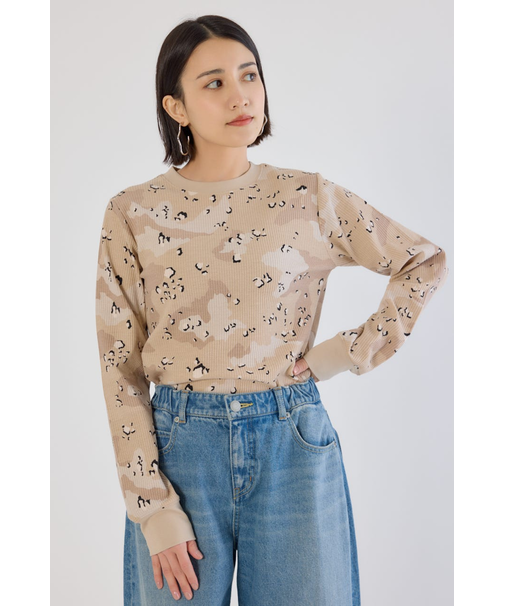 【UNISEX】SHARE パターンワッフルトップス