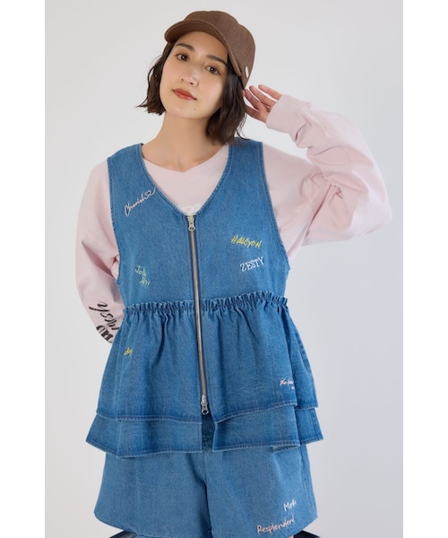 新品　ロデオクラウンズ　フーディージップベスト embroideryフロントジップベスト｜ロデオクラウンズ／ロデオクラウンズ