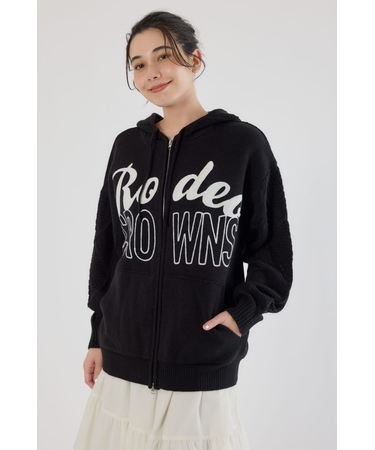 ロゴケーブルニットジップフーディー