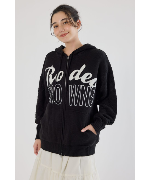 ロゴケーブルニットジップフーディー