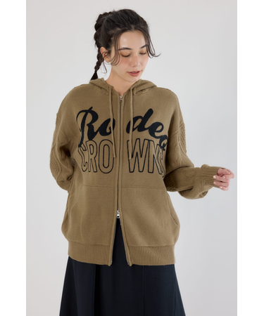 ロゴケーブルニットジップフーディー