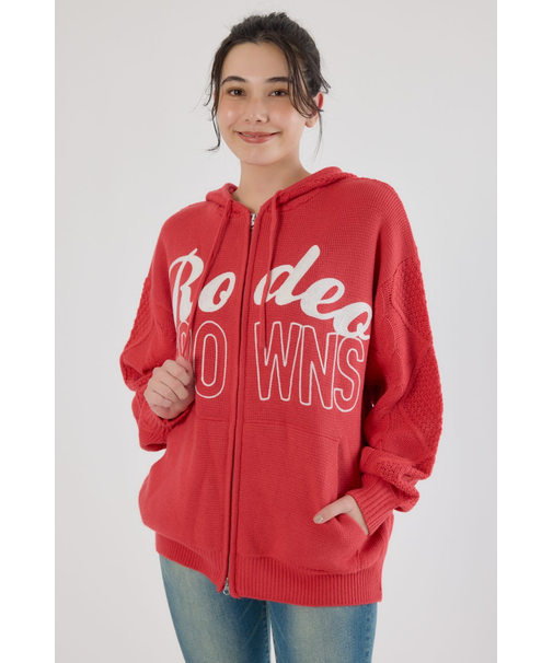 ロゴケーブルニットジップフーディー